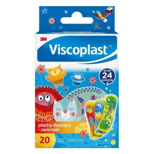 Plaster z opatrunkiem VISCOPLAST ZWIERZĘTA dziecięcy 72x25mm 20szt. /3M-4054596881044/