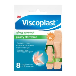Plaster z opatrunkiem VISCOPLAST ULTRA STRETCH elastyczne zestaw 2 rozmiary 8szt. /3M-4064035032104/