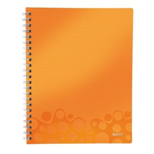 Kołozeszyt A4/80 okładka PP kratka LEITZ WOW GET ORGANISED z folderem i przekładkami pomarańczowy /46430044/