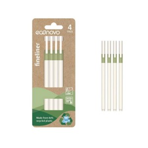 Cienkopis 0,4mm ECONOVO obudowa biało-zielona blister 4szt. /ECJP9550R-4N/