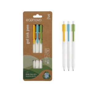 Długopis automatyczny żelowy 0,5mm ECONOVO mix kolorów obudów wkład czarny blister 3szt. /ECJP510R-3N/