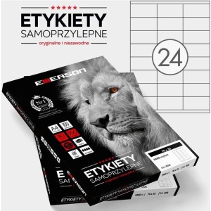 Etykiety papierowe 70x35mm EMERSON 100ark 2400etykiet białe /eta4070x035w /