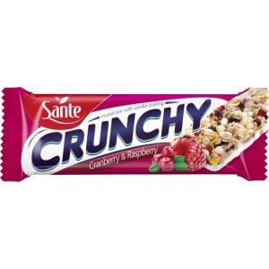 Baton żurawinowo-malinowy w polewie waniliowej SANTE CRUNCH 40g 1szt.