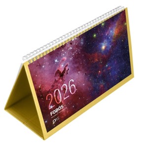 Kalendarz biurkowy stojący pionowy A4 19,3x29,7cm ze spiralką OPUS 2026 O.DIARY FOBOS złoty 1szt. /810185/