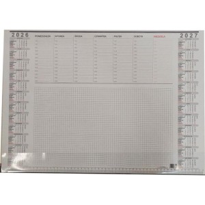 Biuwar papierowy z listwą 59x42cm A2 tygodniowy 30 kartek kalendarz dwuletni (2026,2027) DARRIEUS 2026 1szt. /BI-A2/