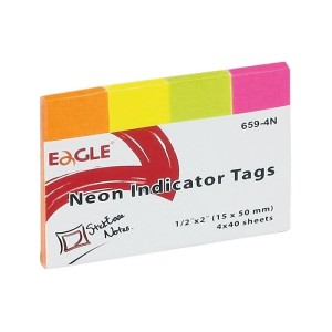 Zakładki indeksujące 15x50 mm papierowe 4x50szt. neonowe EAGLE 659-4N /150-1244/