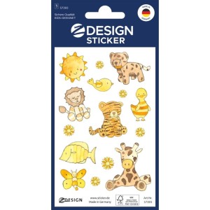 Naklejki Z-DESIGN brokatowe - żółte zwierzątka 8szt. /57393/