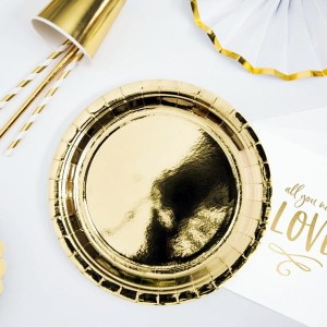 Talerze papierowe 23cm PARTYDECO okrągłe złote 6szt. /TPP58-019ME/