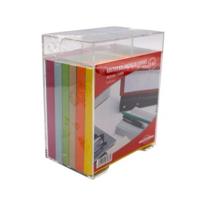 Kostka biurowa kolorowa w pojemniku plastikowym 85x85x50mm KONFEX 1szt.  /K-04/