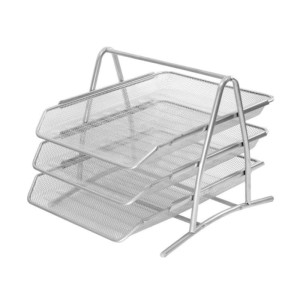 Zestaw 3 szuflad metalowych siatka 3A TRES srebrny 35x30x27,5cm /SPŁ3A/SR/