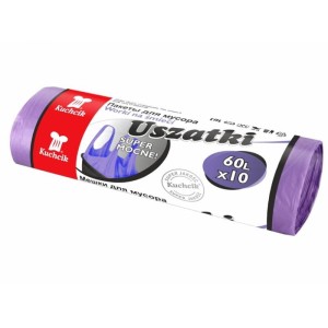 Worki na śmieci 60L HDPE 13µm KUCHCIK USZATKI super mocne fioletowe 10szt. /2882/