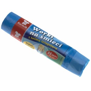 Worki na śmieci 35L HDPE 12µm KUCHCIK super mocne z taśmą niebieskie 15szt. /2851/
