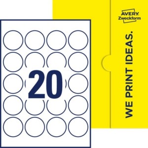 Etykiety papierowe okrągłe 45mm AVERY ZWECKFORM 100ark 2000etykiet białe /e-ppw-45-rnd /