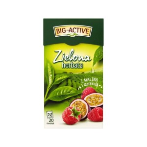 Herbata zielona ekspresowa malina z marakują BIG-ACTIVE 20szt.
