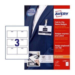 Identyfikator do nadruku dwustronny 60x90 biały AVERY ZWECKFORM 30szt /L4789-10/