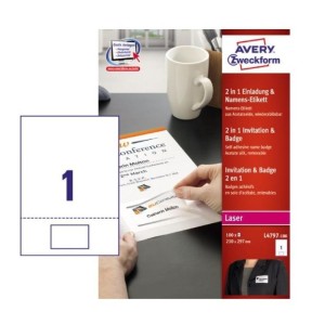 Zaproszenie z identyfikatorem 80 x 50 mm AVERY ZWECKFORM 100szt /L4797-100/