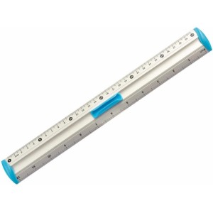 Linijka aluminiowa z uchwytem i miejscem na ołówek 30cm TETIS niebieska 1szt. /BL040-NC/