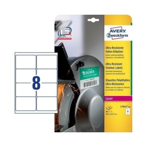 Etykiety foliowe polietylenowe 99,1x67,7mm AVERY ZWECKFORM wodoodporne ultra resistant 10ark 80etykiet białe matowe /l7914-10 /