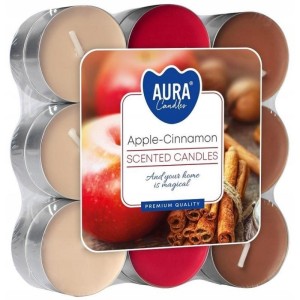Podgrzewacze/świeczki/tealight zapachowe BISPOL AURA p15-18-87 jabłko-cynamon 4h 18szt.
