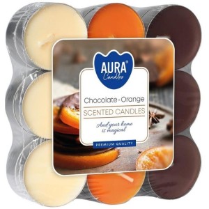 Podgrzewacze/świeczki/tealight zapachowe BISPOL AURA p15-18-340 czekolada-pomarańcza 4h 18szt.