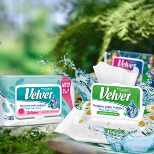 Papier toaletowy nawilżany celuloza biały VELVET rumianek i aloes 42 listki /VLK-4500008/