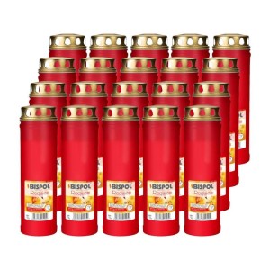 Znicz plastikowy zalewany BISPOL REQUIEM z dekiekliem 7 dni czerwony 1szt. /V7c/