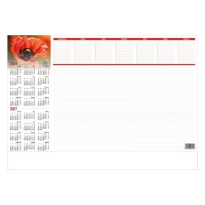 Biuwar papierowy z listwą 48x34cm b3 tygodniowy 26 kartek kalendarz dwuletni (2026,2027) CRUX z kolorowym nadrukiem listwa biała 1szt. /KB-653-B3_PCV-5.BIAŁA/