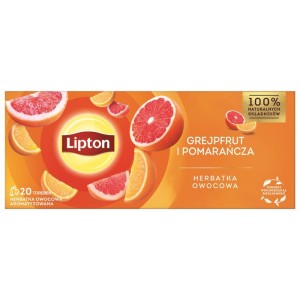 Herbata owocowa LIPTON grejpfrut z pomarańczą z zawieszką 20szt. op.zb.=12op.