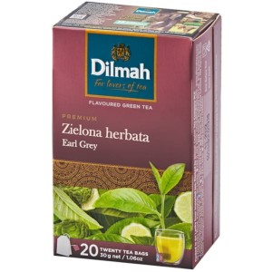 Herbata zielona DILMAH green tea grey z bergamotką  z zawieszką 20szt.