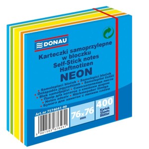 Notes samoprzylepny 76x76mm 400 kartek neon-pastel niebieski DONAU /7574041-99/