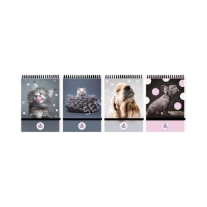 Kołonotatnik spirala po krótkim boku A6/96 KRATKA 70g okładka miękka z gumką BENIAMIN THE SWEET PETS 1szt. /112613/