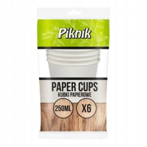 Kubki papierowe 250ml EKO PIKNIK 6szt. /4102/