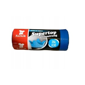Worki na śmieci 35L MDPE 14µm KUCHCIK SUPERTOP extra strong niebieskie 30 szt. /2885/