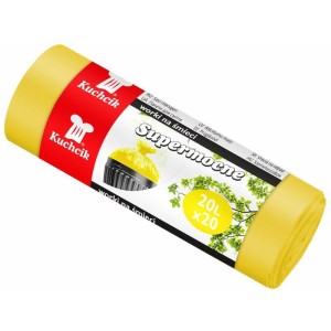 Worki na śmieci 20L HDPE 9µm KUCHCIK super mocne żółte 20szt. /2801/