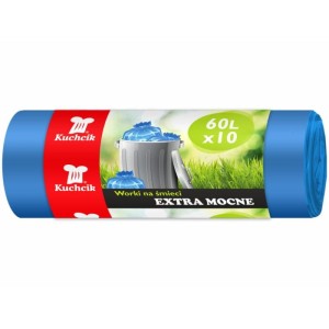 Worki na śmieci 60L LDPE 28µm KUCHCIK extra mocne NIEBIESKIE 10szt. /2836/