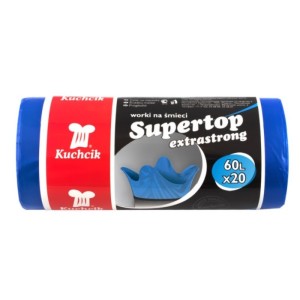 Worki na śmieci 60L HD-LD 17µm KUCHCIK SUPERTOP extra strong niebieskie 20szt. /2886/