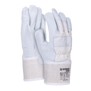 Rękawice robocze ze skóry koziej DONAU SAFETY DS-DOKGOAT rozmiar 10,5/XL biało-szare 2szt. /32163231-10/
