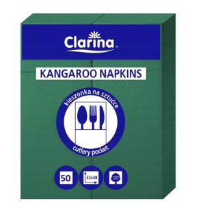 Serwetki na sztućce kangurki 32X38 CLARINA ciemno zielone 50szt. /AKU5756P/