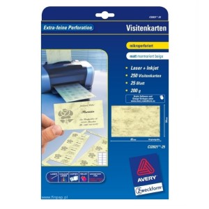 Wizytówka z mikroperforacja 200G mat beżowy marmurek AVERY /C32021-25/