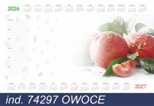 Biuwar papierowy z listwą 58x40cm 30 kartek TYPOGRAF owoce 2026/2027 /74297/