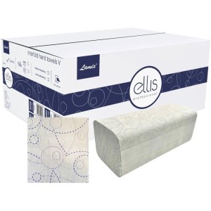 Ręcznik ZZ BIAŁY celuloza 2-WARSTWOWY 2x18g 3000szt. 21op. x 150 listków 24x21cm LAMIX V ELLIS PROFESSIONAL z fioletowym tłoczeniem /2615/