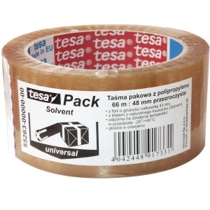 Taśma pakowa 48mm x 66m kauczuk naturalny SOLVENT TESAPACK STANDARD transparentna 1szt. /55263-00000-00 TS/