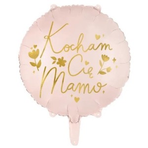 Balon foliowy 35cm PARTYDECO okrągły z nadrukiem kocham cię mamo jasny różowy 1szt. /FB127/