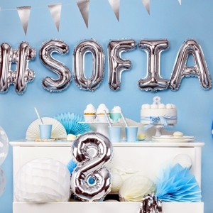 Balon foliowy 35cm PARTYDECO litera "I" metalizowany srebrny 1szt.  /FB2M-I-018/
