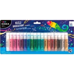 Klej z brokatem 18 kolorów 6ml KIDEA /KB18KA/