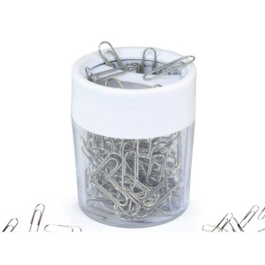 Pojemnik magnetyczny na spinacze RAPESCO + SPINACZE SREBRNE 100szt. /PCH000A1/