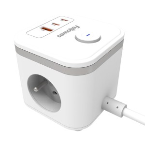 Kostka zasilająca POWER CUBE TYP E FELLOWES biała 1 szt. /100137170/