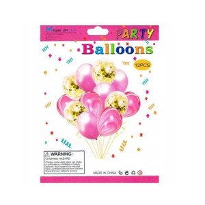 Zestaw balonów zielonych ze złotym konfetti Mk-Trade 30cm 12 sztuk /BCS-396/