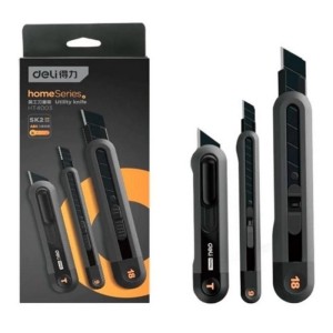 Nóż bezpieczny uniwersalny DELI EHT4003 czarny 3szt. /EHT4003/