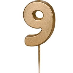 Świeczka urodzinowa 4,5cm PARTYDECO cyfra "9" złota 1szt.  /SCU9-9/